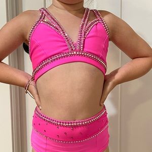 Custom jazz solo costume, tons of Swarovski stones . Super sparkly on stage